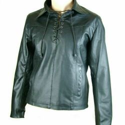 Men's leather black Shirt