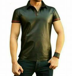 Men's leather black Shirt