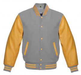Varsity Jacket Light Grey Gold