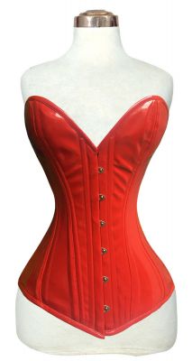 Over Bust Red Leather Corset