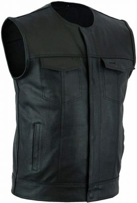 Men's Black Leather Vest