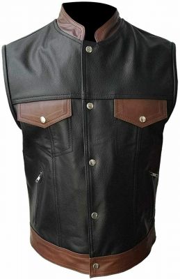 Men's Black Leather Vest