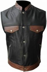 Men's Black Leather Vest