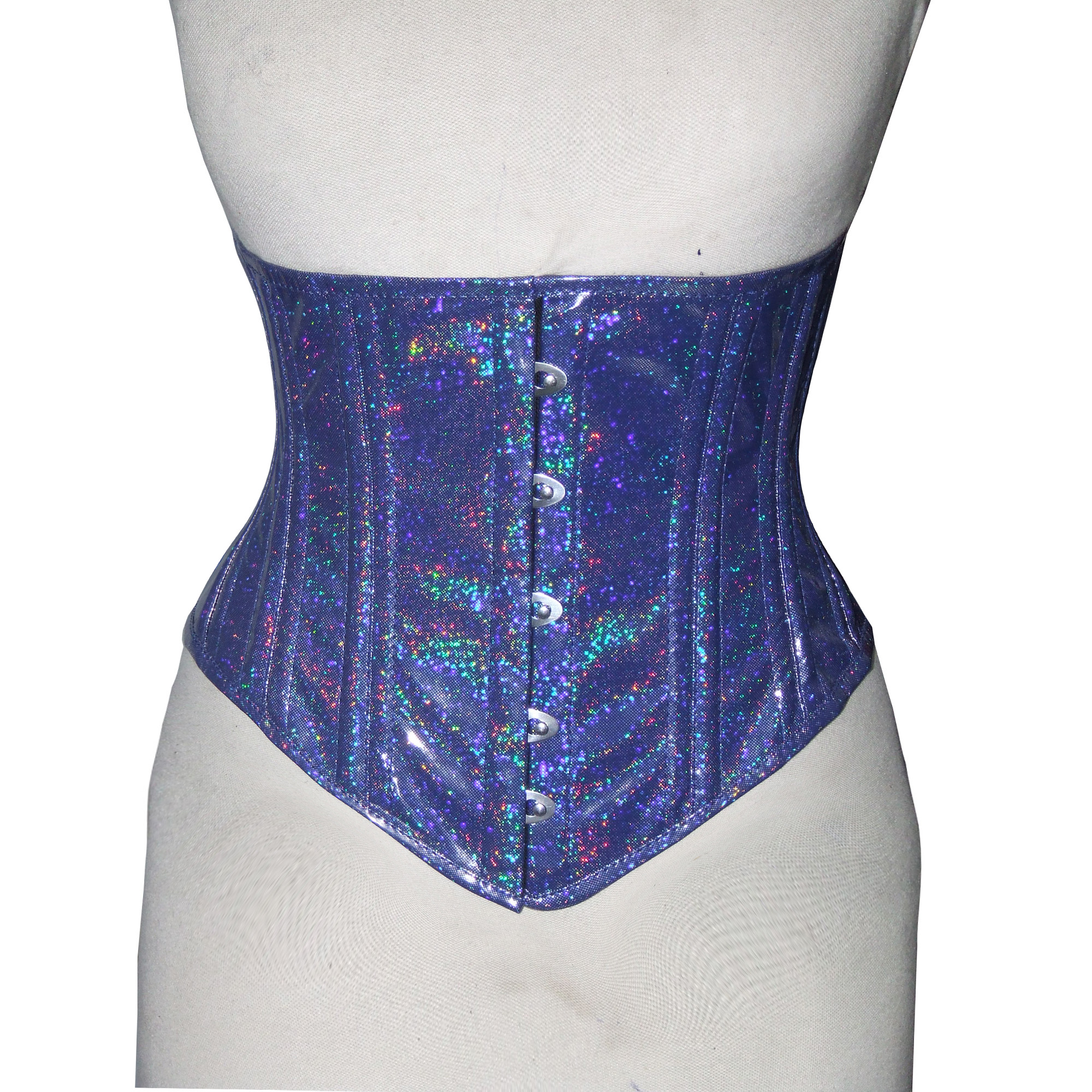 UnderBust Blue PVC Shiny Corset