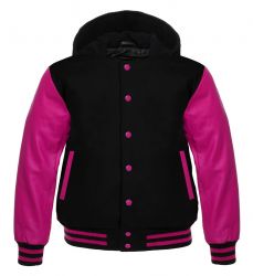 Varsity Hoody black/Hot Pink