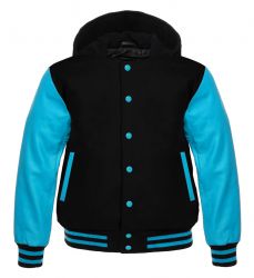 Varsity Hoody black/Sky blue